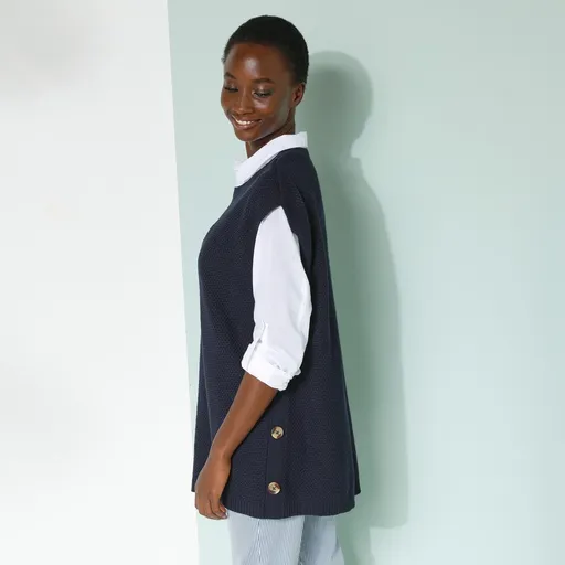 Vestă lungă cu nasturi pe laterale