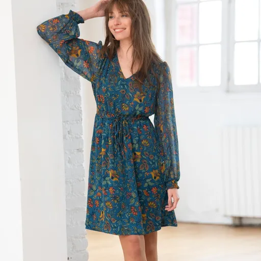 Rochie din voal cu model floral