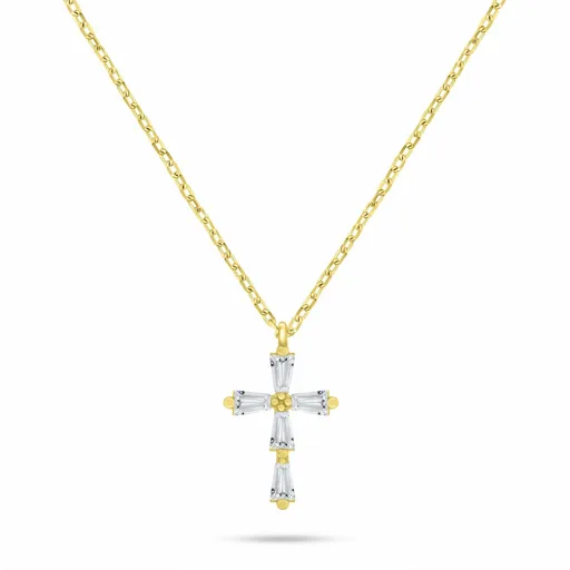 Brilio Silver Colier sclipitor placat cu aur pentru femei Cruce NCL198Y