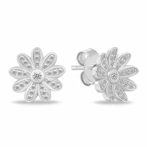 Brilio Silver Cercei din argint în formă de floare cu zirconii cubici EA1198W