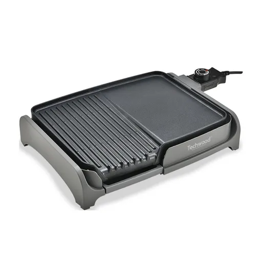 Gratar electric Teppan Yaki Techwood TTG-3326/2, 1600W, 33x26 cm, Acoperire neaderenta, Termostat, Negru