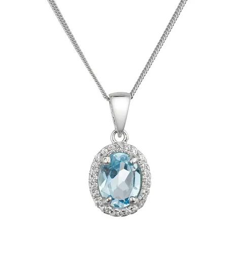 Evolution Group - Pavona Colier strălucitor din argint cu topaz autentic și zirconi 12086.3