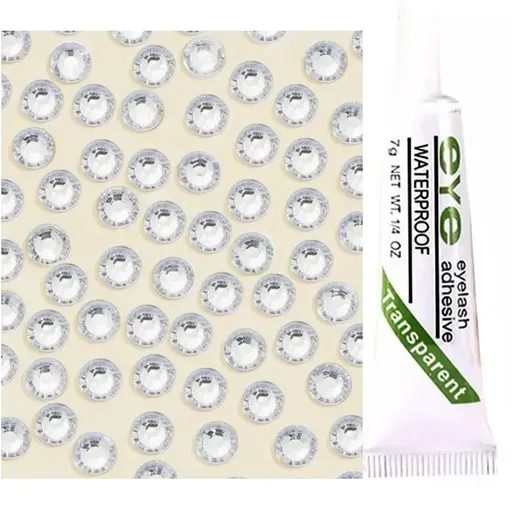 Strasuri pentru Par Clear cu Lipici Adeziv Transparent