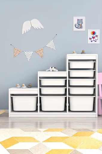 Dulap multifunctional, Hanah Home, Swiss, 132x93x30 cm, Alb