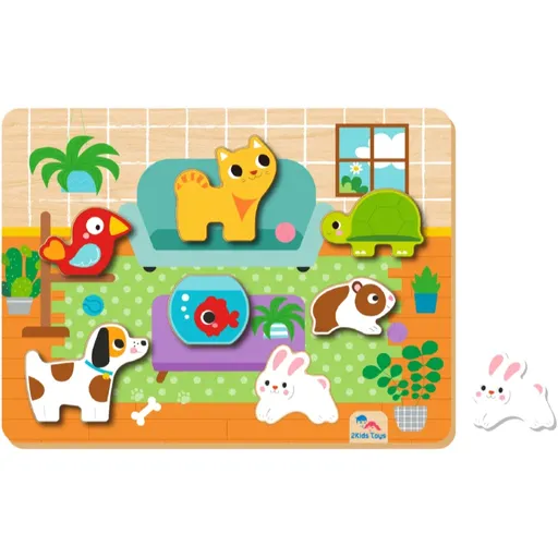 2Kids Toys Shape Puzzles jucărie interactivă cu piese care se pot insera Pets 12 m+ 8 buc
