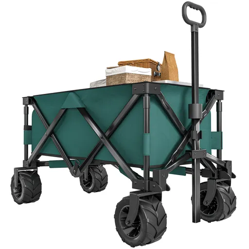 Outsunny Cărucior de Grădină cu Mâner Telescopic, Cărucior pentru Transport Obiecte până la 70 kg, 108x55 cm, Verde | Aosom Romania