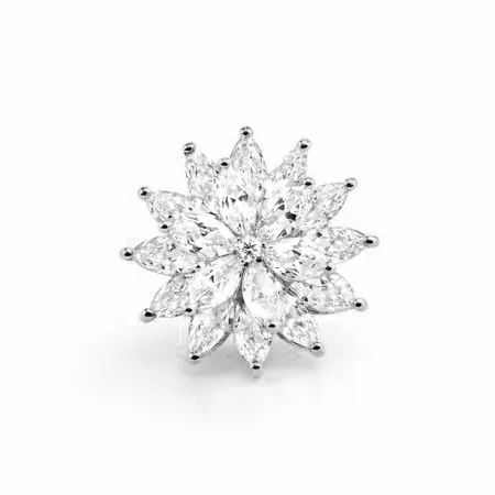 Troli Broșă strălucitoare în formă de floare Silver