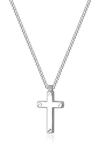 S'Agapõ Colier din oțel pentru bărbați cu cruce Proud SPD08