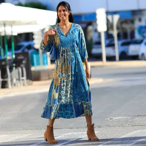 Rochie midi Crepon cu imprimeu