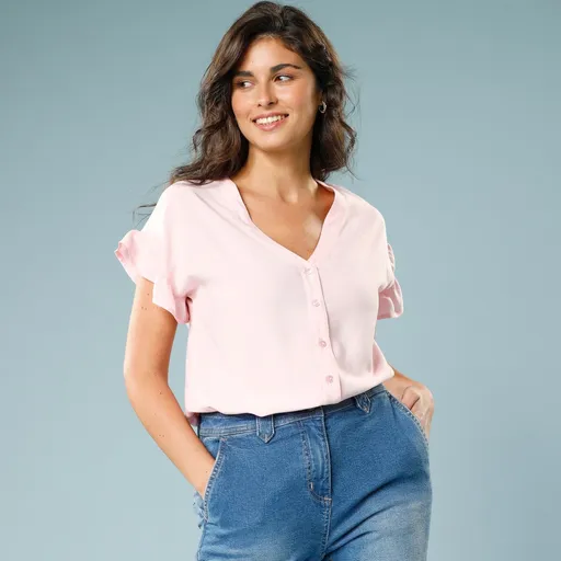 Bluză de culoare solidă, pentru siluetă mică