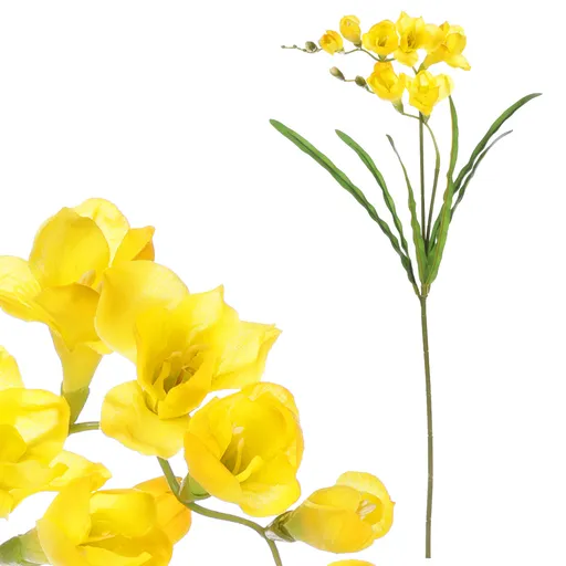 Floare artificiala Freesia, galben, 15 x 5 x 60 cm, galben