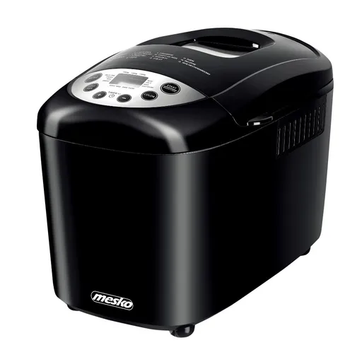 Masina de facut paine Mesko MS 6022, 1/1.5 kg, 850 W, 15 programe, Afisaj LCD, Agitator dublu, Cos mobil, Negru