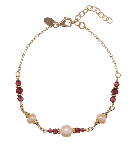 Alisia Brățară impresionantă placată cu aur, cu perle naturale și granate AL5182.01.029