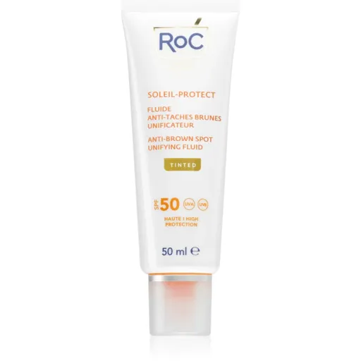 RoC Soleil Protect Anti Brown Spots Unifying Fluid Tinted lichid nuanțator pentru uniformizarea tenului SPF 50 cu vitamina C 50 ml