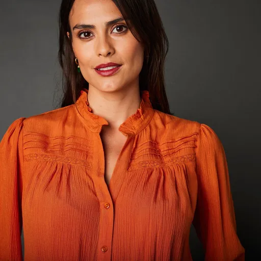 Tunică cu cămașă cu design creponat