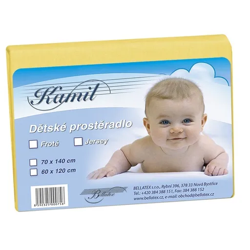 Cearşaf jersey pentru copii, galben, 60 x 120 cm, galben, 60 x 120 cm