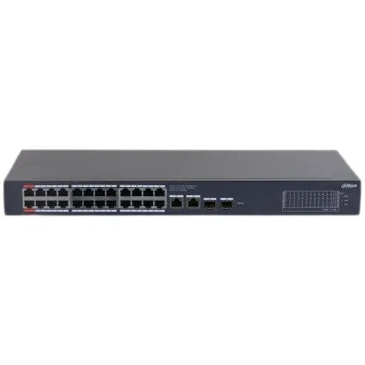 Switch Gigabit 24 porturi Dahua CS4228-24GT-375, 24xRJ45 PoE, 2xUplink, 2xSFP 1 Gbps, smart management, PoE Watchdog