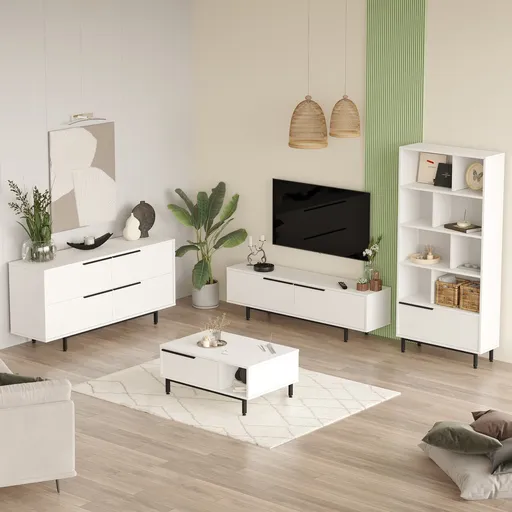 Set mobilier living, Hanah Home, ON21-W, Alb