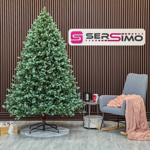 Brad artificial Sersimo, Hollandia, verde cu varfuri argintii, Integral 3D, 210 cm