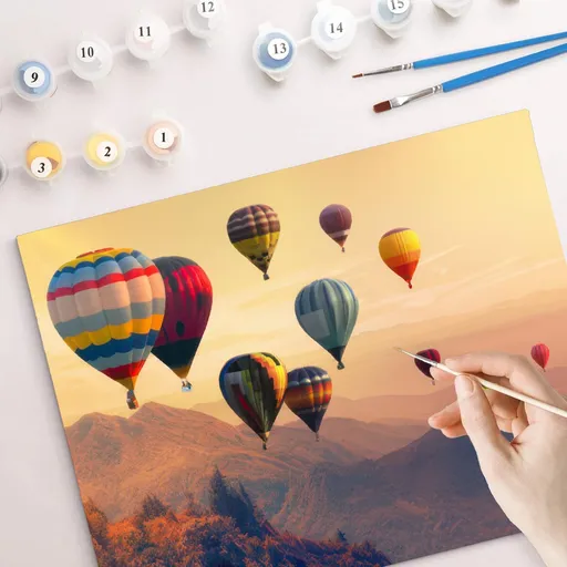 Pictură după numere - Baloane cu aer cald colorate