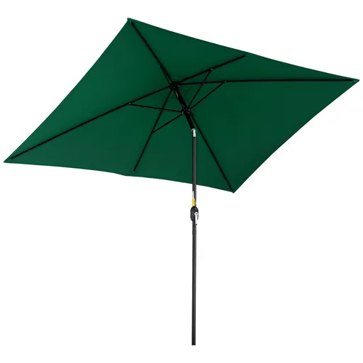 Outsunny Umbrelă de Grădină Înclinabilă cu Manivelă și 6 Spiţe, 2x3 m, Verde | Aosom Romania
