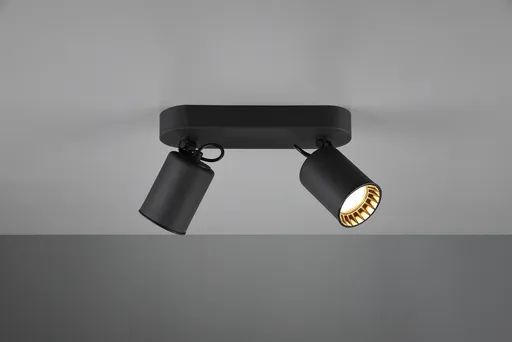 Plafoniera Pago, TRIO, 24x7x15 cm, 35W, 2x GU10, metal, negru mat