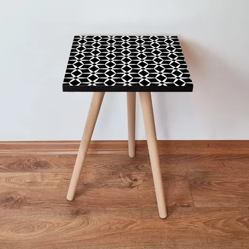 Masuta, Hanah Home, Shp395, 35x42x35 cm, Alb/Negru