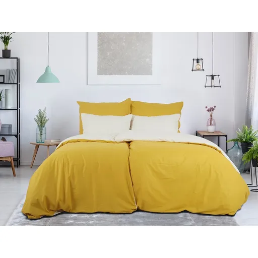 B.E.S. Petrovice Lenjerie de pat din bumbac Double face muștar/cafea