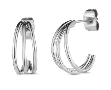 Vuch Cercei eleganți rotunzi din oțel Elegy Silver