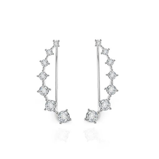 Beneto Cercei longitudinali din argint cu cristale transparente AGU2712