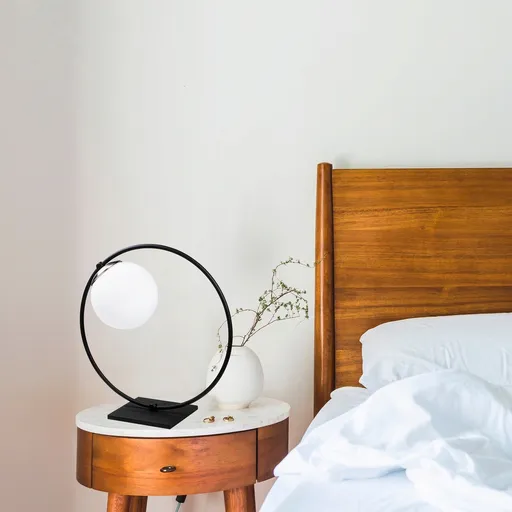 Lampa de masa, Opviq, 521SHN2211, Alb/Negru