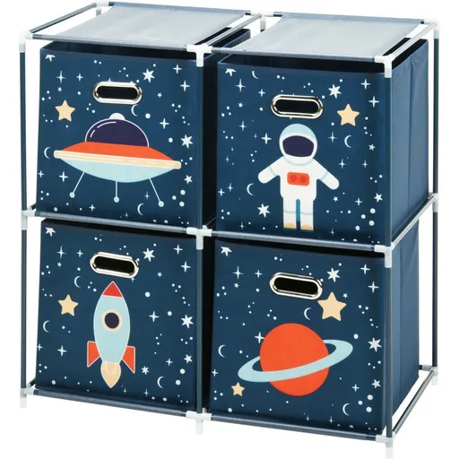 Raft pentru copii cu cutii textile Space, 68 x 70x 35 cm