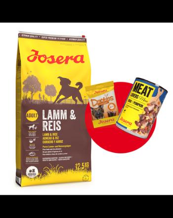 JOSERA Lamm&amp;Reis 12,5kg pentru caini adulti cu miel + 1 x Denties &amp; Meat Lovers GRATIS