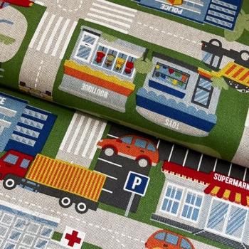 Dekoračná látka Linenlook Car Roadmap