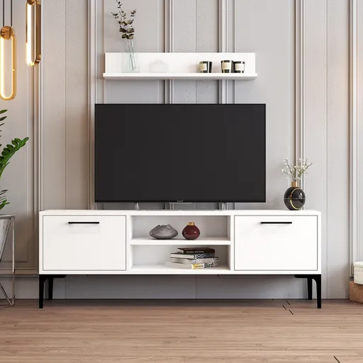 Comoda TV, Hanah Home, Riga, 140x48x30 cm, Alb