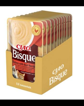 INABA CIAO Bisque Supa crema de pui si vita 12x40g pentru pisica