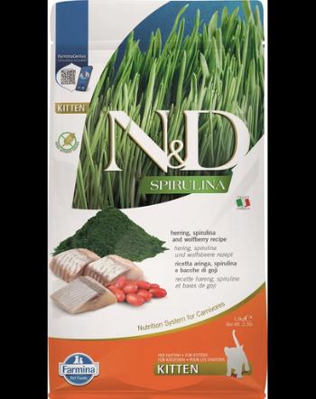 FARMINA N&amp;D Spirulina Kitten Herring &amp; Wolfberry 1,5 kg Hrana uscata pentru pisoi, cu hering si spirulina