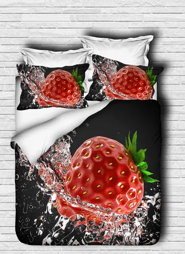 Lenjerie de pat dubla 3 piese, L'essentiel Maison, 111, Black / White / Red / Green