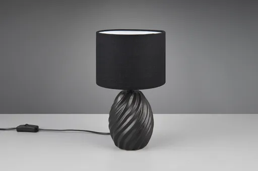 Lampa de masa Melva, RL, 18x31 cm, 40W, 1x E14, ceramica/textil, negru mat