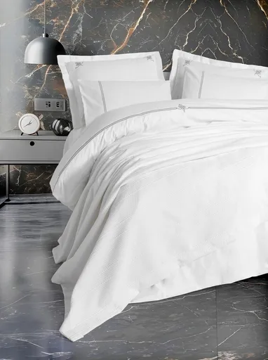 Double Quilt Cover Set & Pique, L'essentiel Maison, Guher, Bumbac, Alb