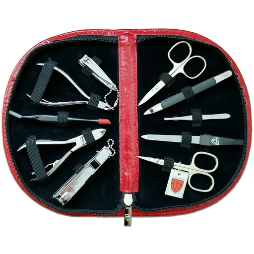 Set manichiură Kellermann 5224, pentru femei, model piele de struț, roșu