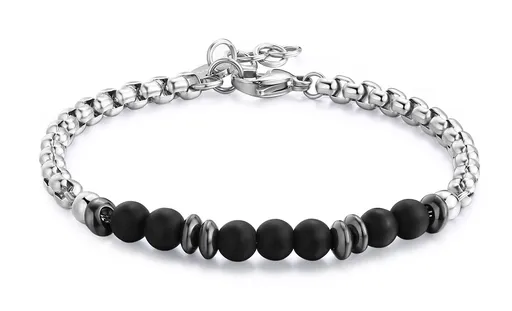 S'Agapõ Brățară elegantă din oțel cu onix Riot SRT29