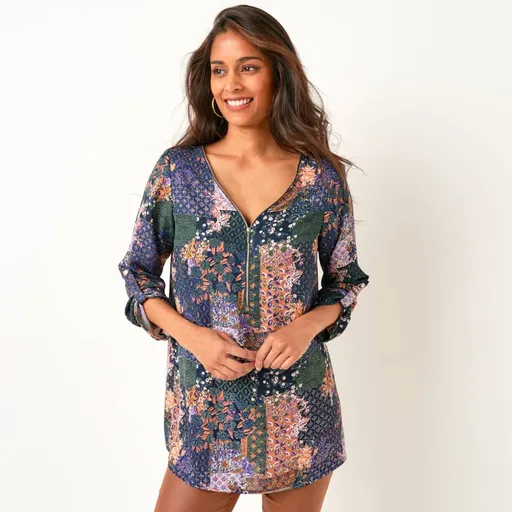 Tunică cu fermoar și imprimeu