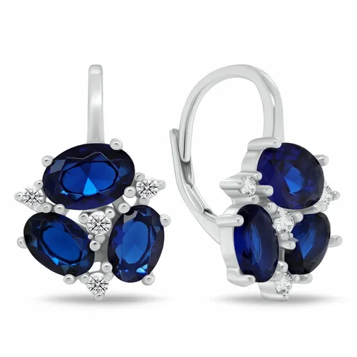 Brilio Silver Cercei frumoși din argint cu zircon albastru închis EA1182WB