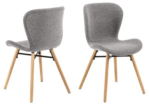 Scaun Batilda -A1, Actona, 47x53x82.5 cm, tesatura Boucle/lemn de stejar, gri