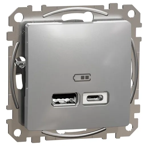 Priza incarcare USB A+C, 2.4A Schneider Sedna Design SDD113402, aluminiu