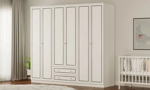 Dulap pentru haine, Hanah Home, Rb-094-01, 210x180x52 cm, Alb mat