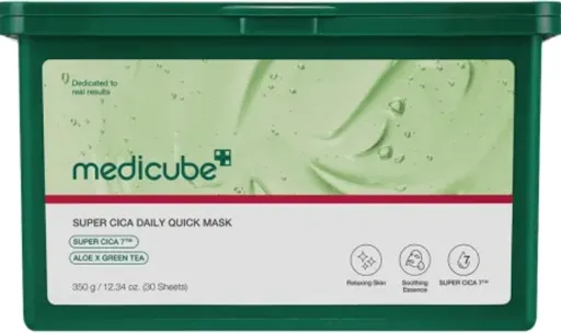 Medicube Mască facială calmantă Super Cica (Daily Quick Mask) 30 buc