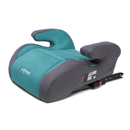 Inaltator auto copii cu Isofix R129, U-grow, 125-150 cm, poliester, verde/gri
