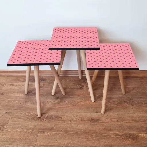 Set masute 3 piese, Hanah Home, 3Shp369, Roz/Maro